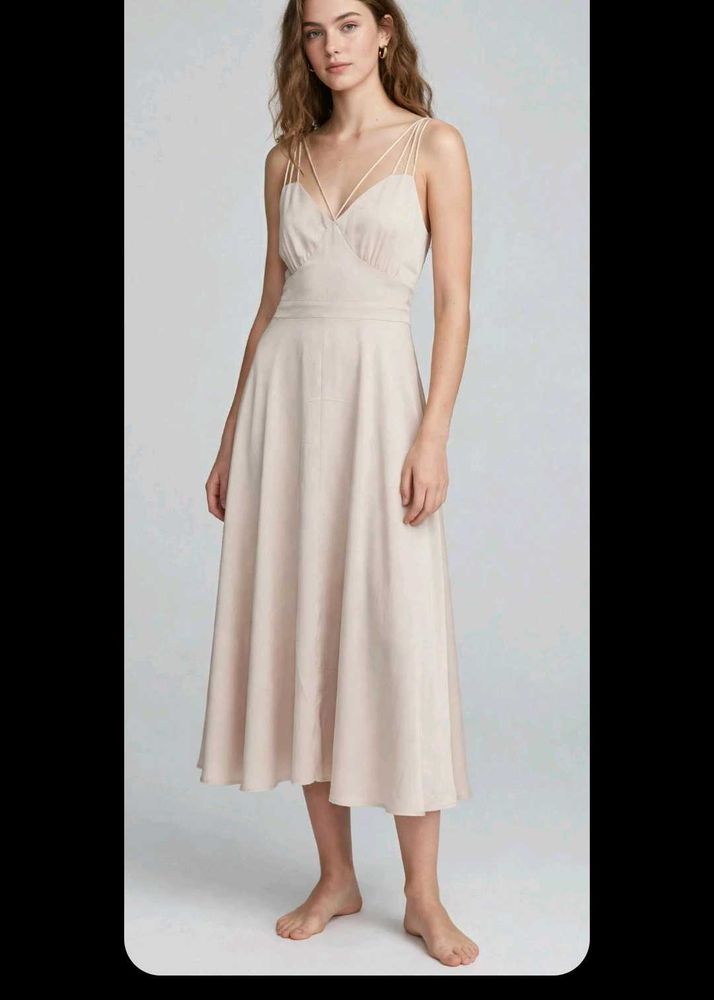 Elegant Beige Midi Dress