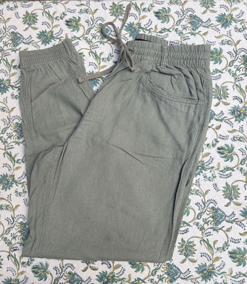 M&amp;S Comfortable Light Olive Jogger Pants
