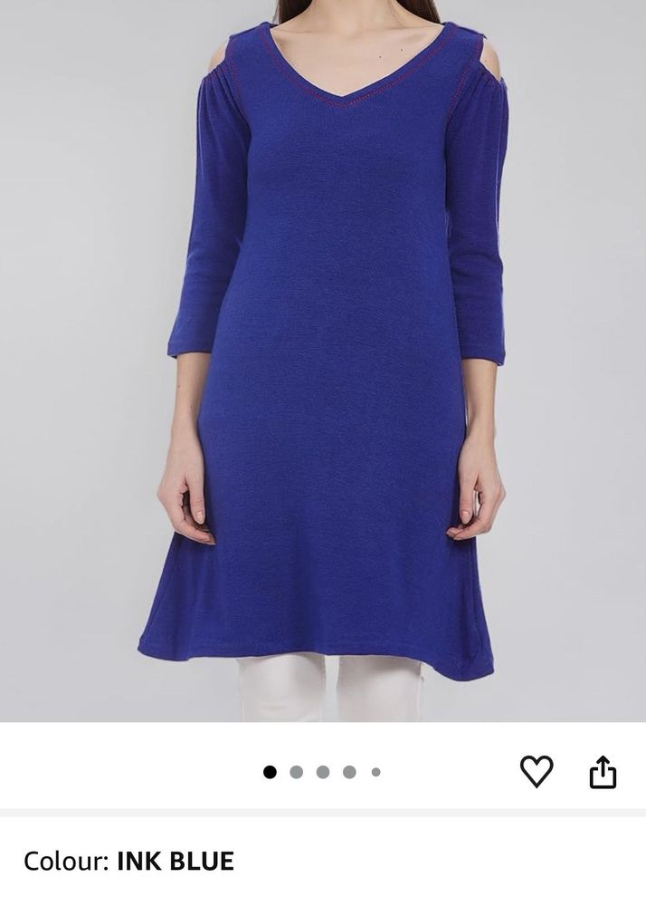 Royal Blue Cold Shoulder Kurta wool