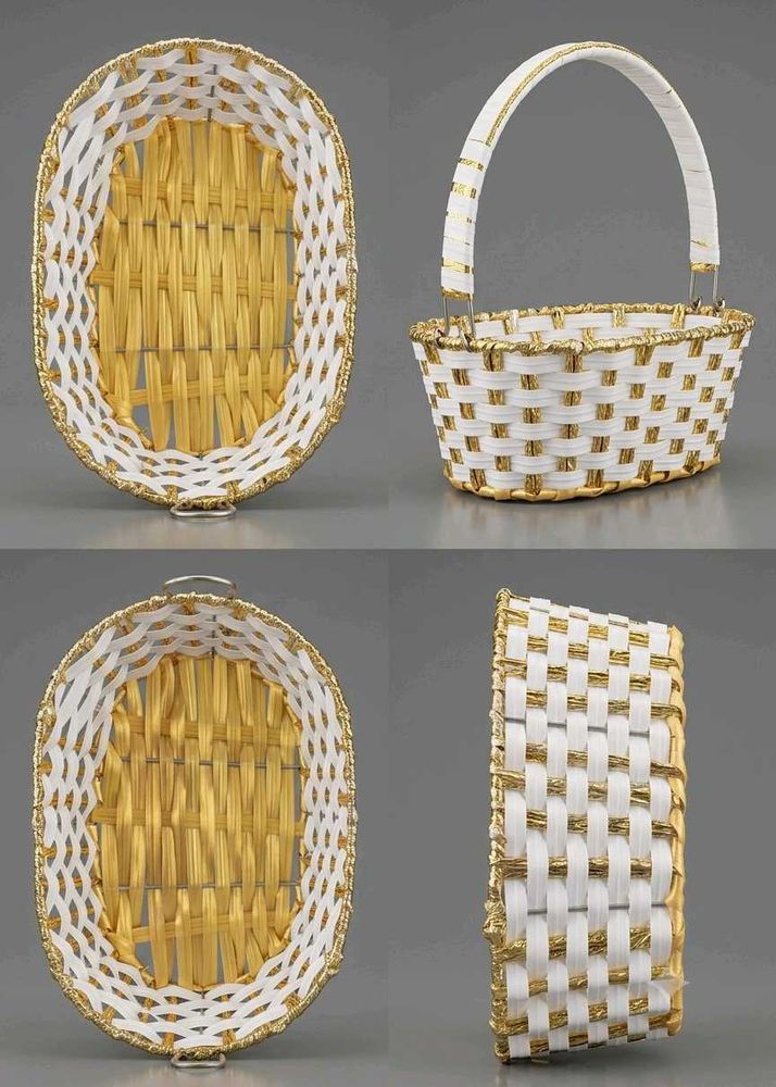 Elegant White and Gold Woven Basket
