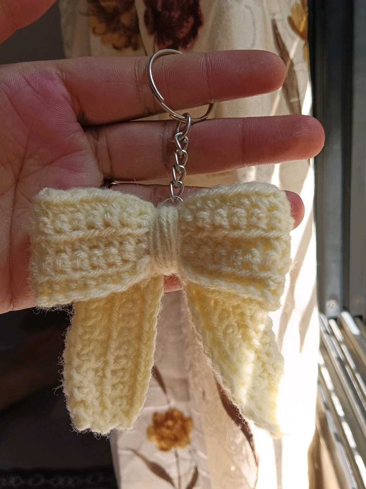 Crocheted Bow Keychain