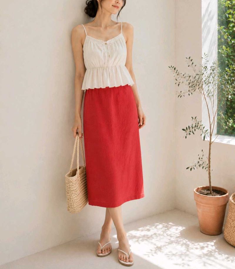 Red Midi Skirt