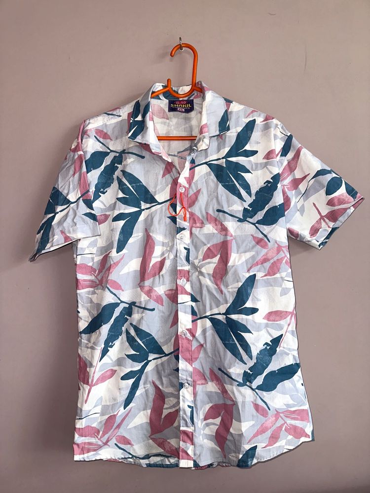 Men's Floral Print Short Sleeve Shirt