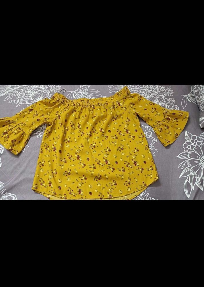 Yellow Floral Off-Shoulder Top