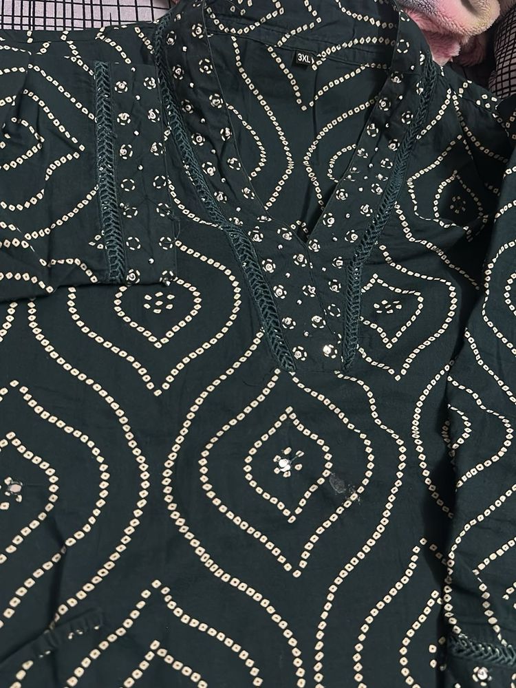 Green Bandhani Print Kurta set
