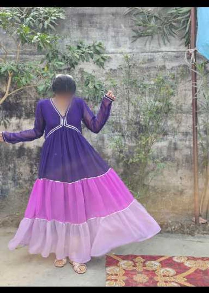Purple Tiered party wear Dress