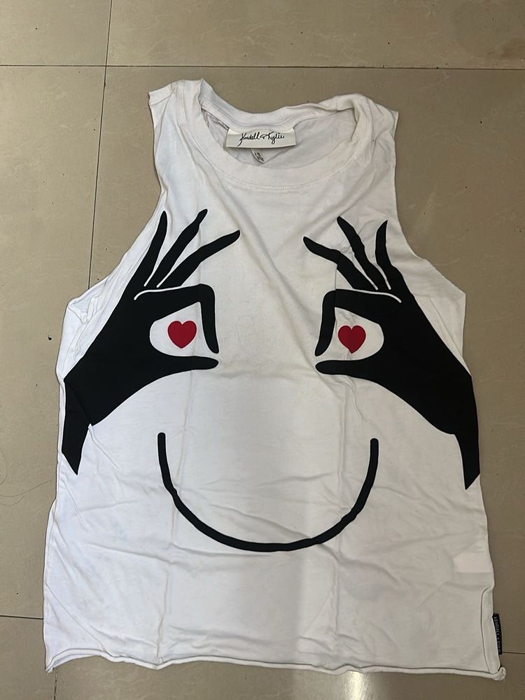 White Smiley Face Tank Top