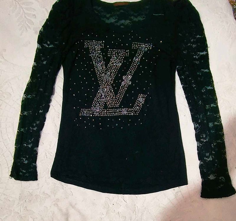 Very Beautiful Puff Net Sleeve Top