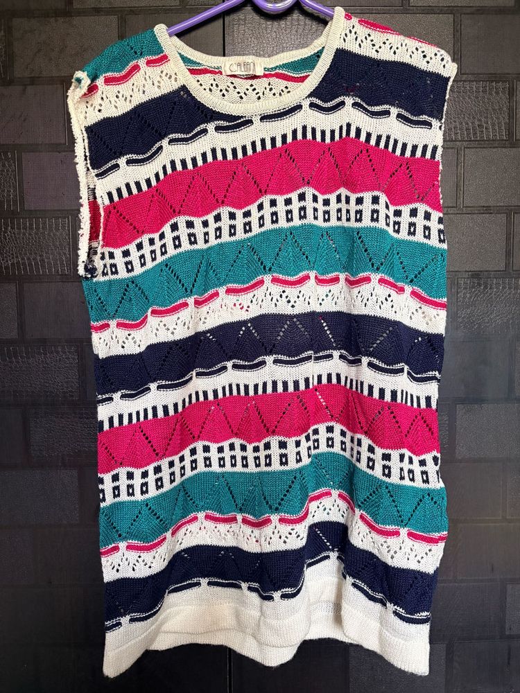 Retro Stripe Knit Sleeveless Top
