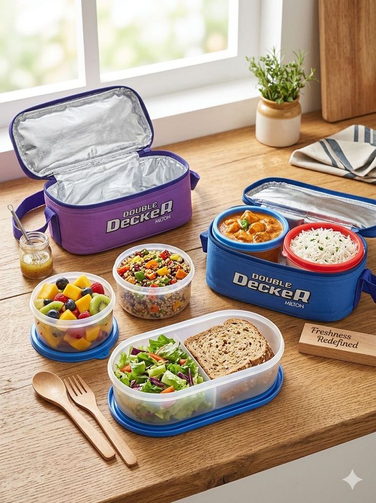 Combo of 2 Milton Double Decker Plastic lunchbox