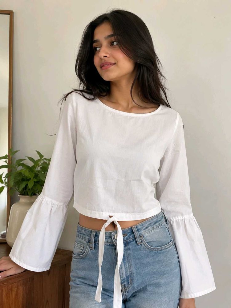 White Bell Sleeve Top