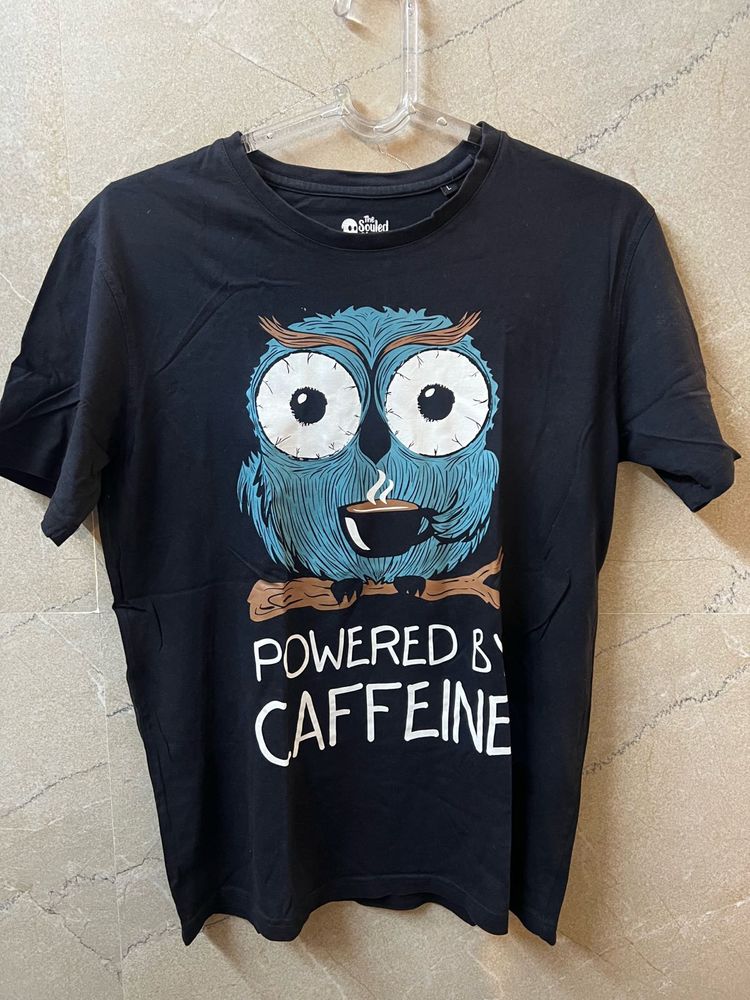 Funny Owl "Powered by Caffeine" T-Shirt