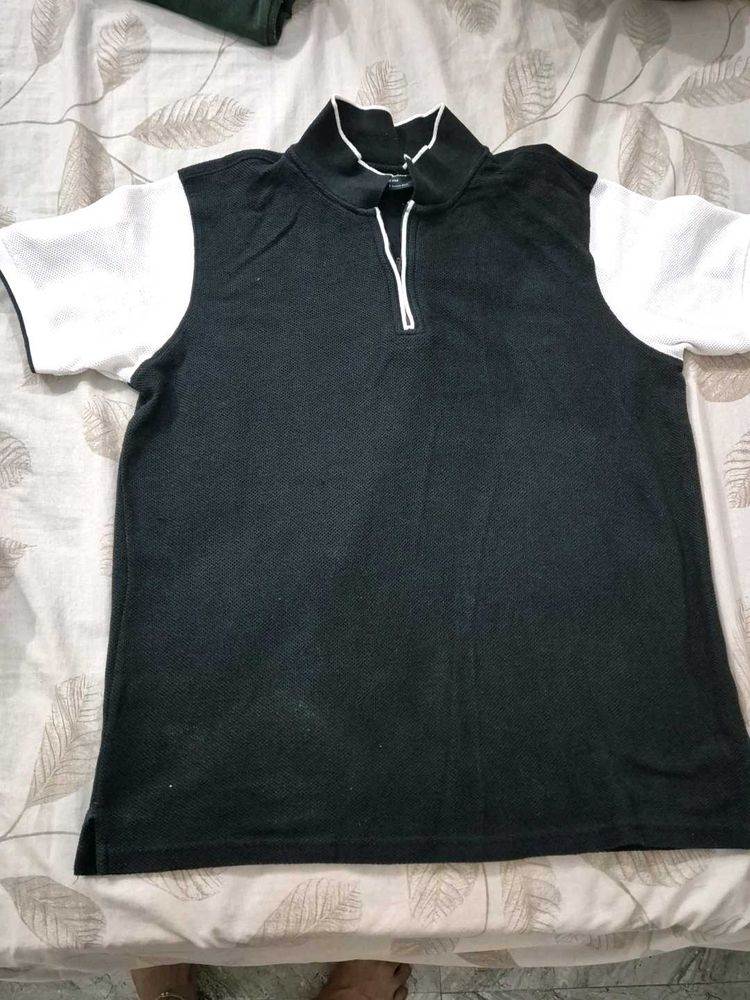 Stylish Black &amp; White Polo T-Shirt