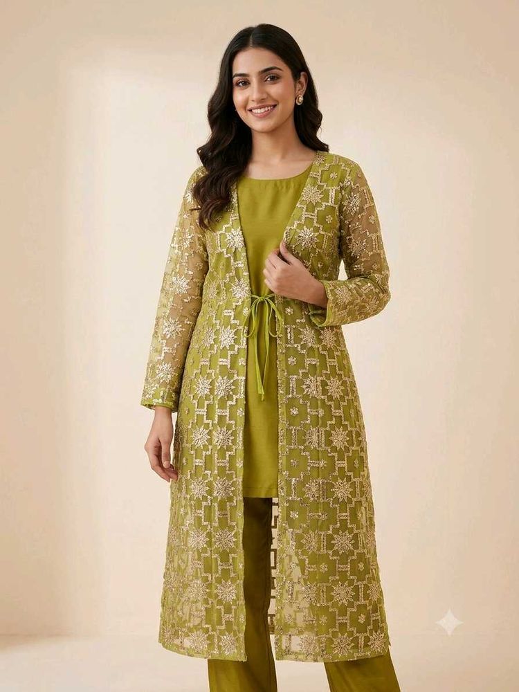 Elegant Olive Green Kurta Set with Jacket