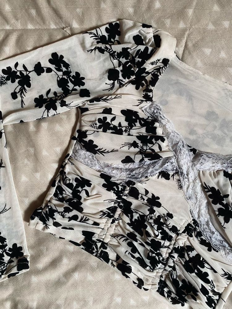 Floral Mesh Top