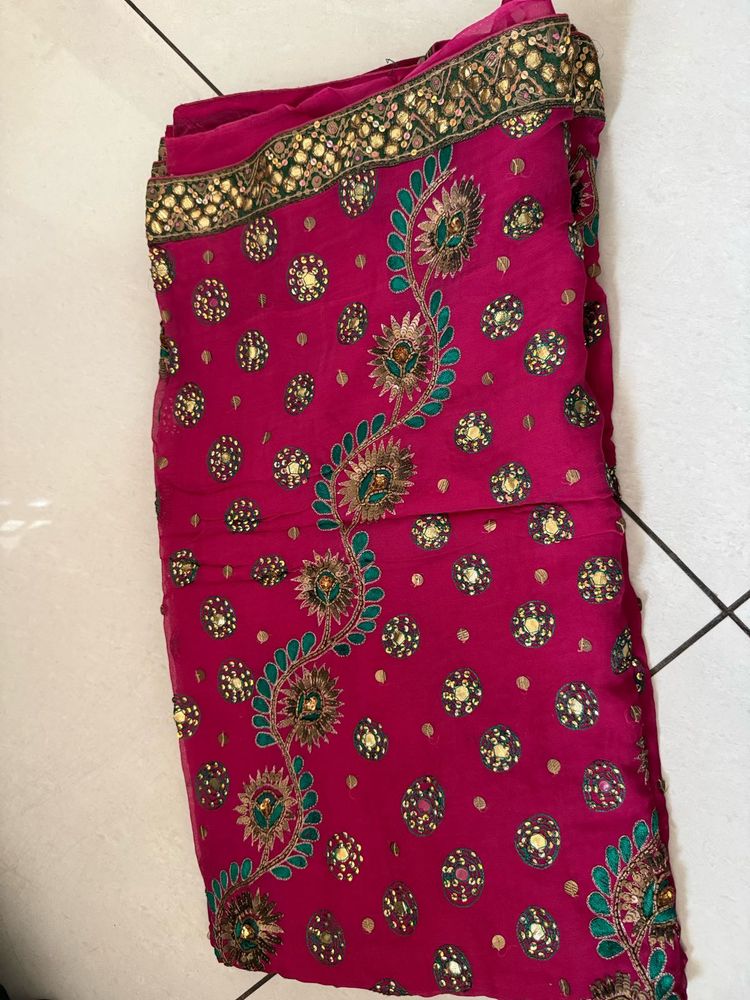 Stunning Embroidered Pink Saree