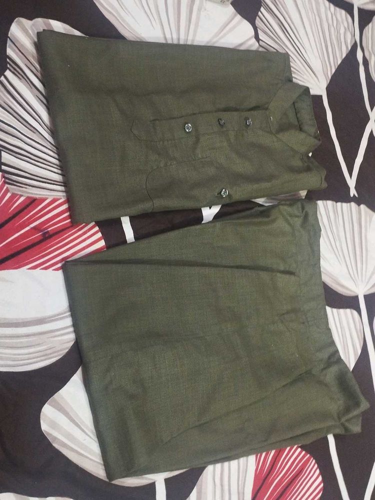Men's Olive Green Kurta set
