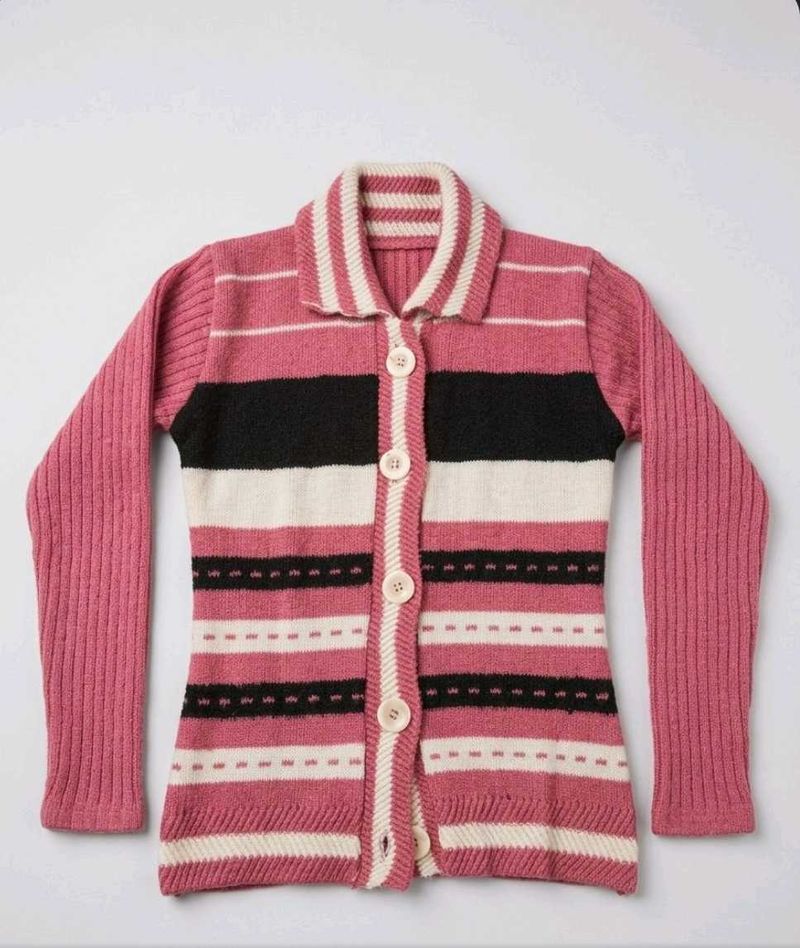Striped Button-Up Cardigan