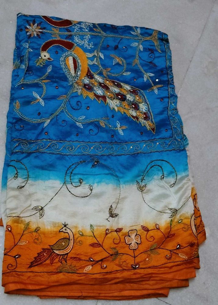 Peacock Embroidered Pure Silk Saree