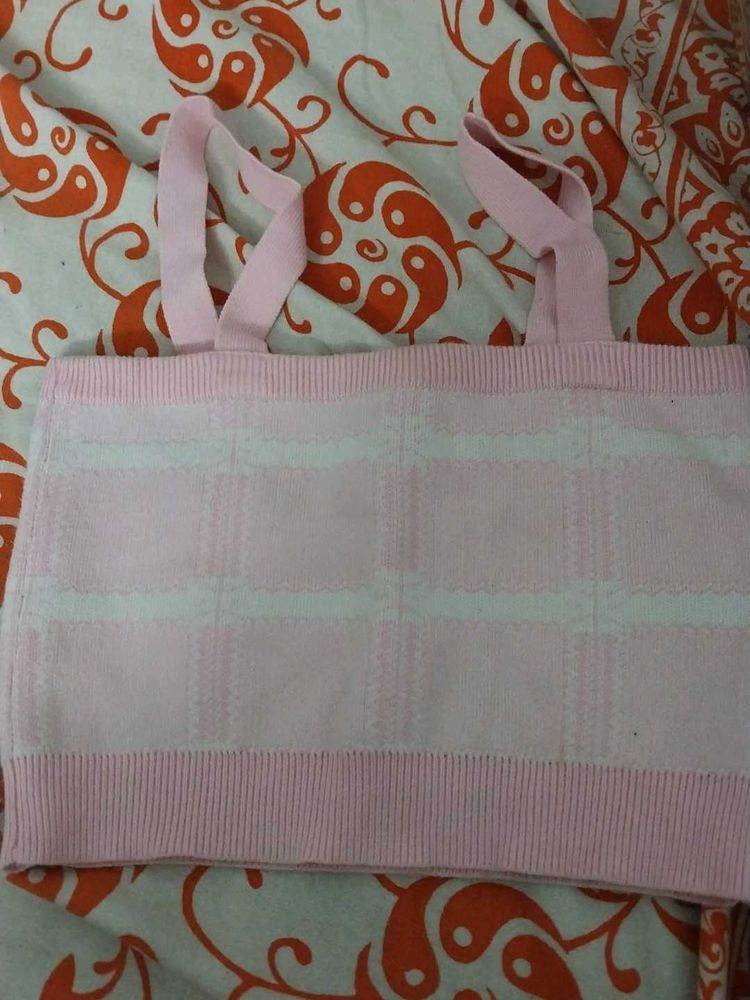 Pink Ribbed Knit Crop Top