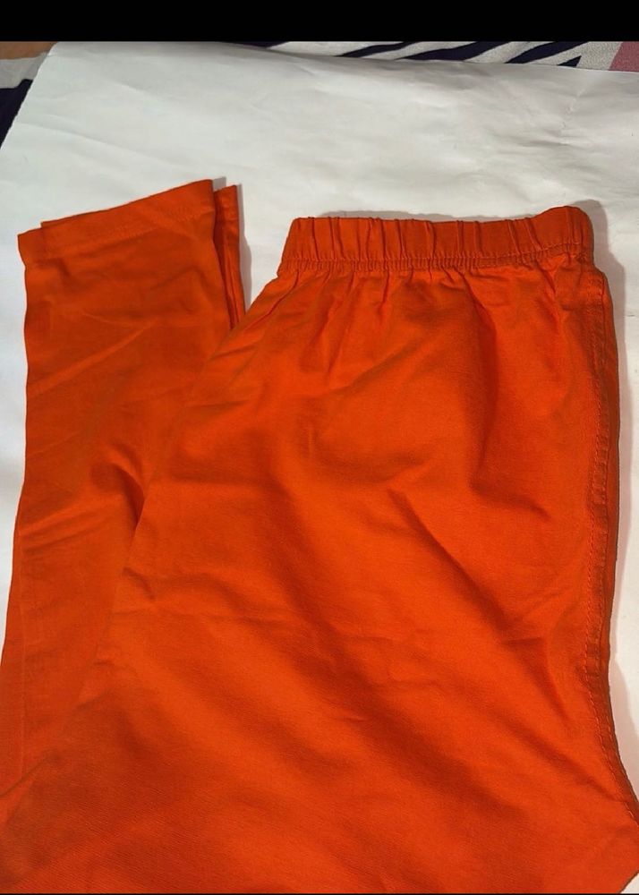Bright Orange Elastic Waist Pants