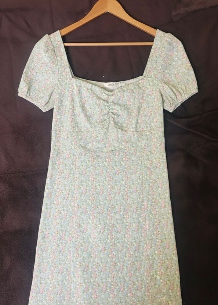 Floral Green Mini Dress