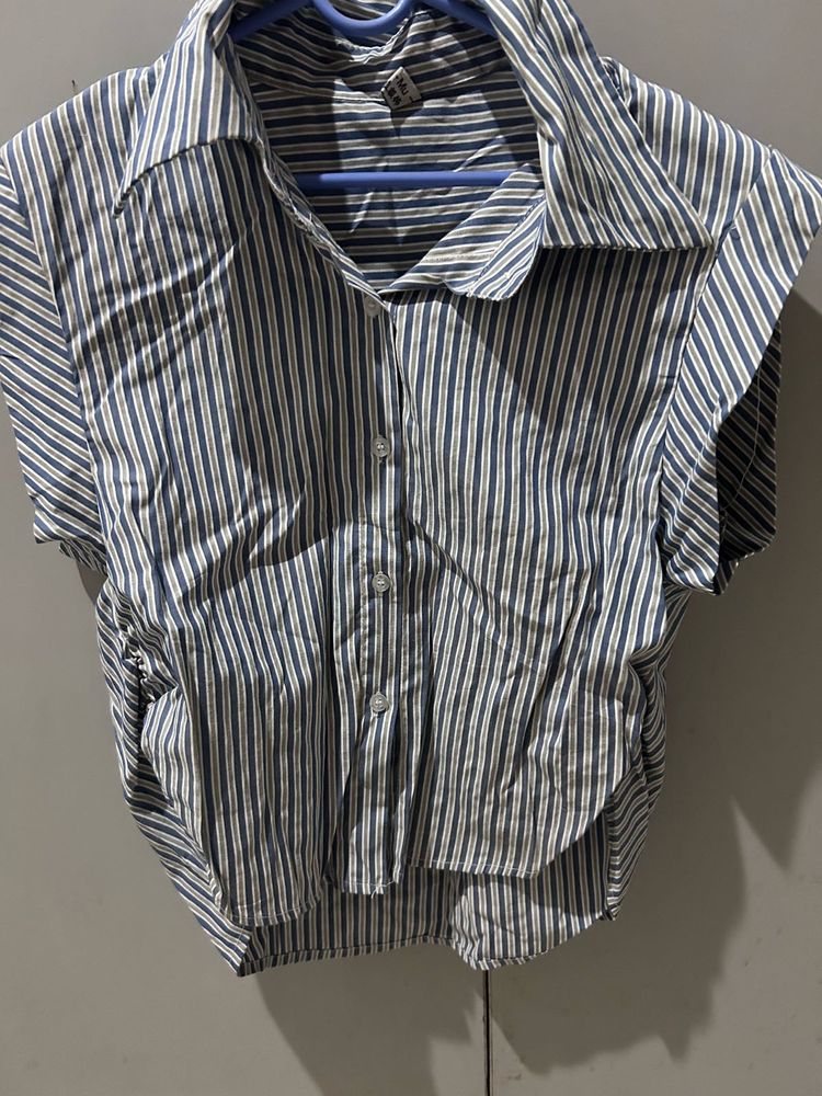 Striped Button-Up Crop Top