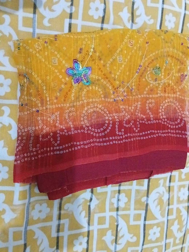 Vibrant Bandhani Saree with Embellishments
