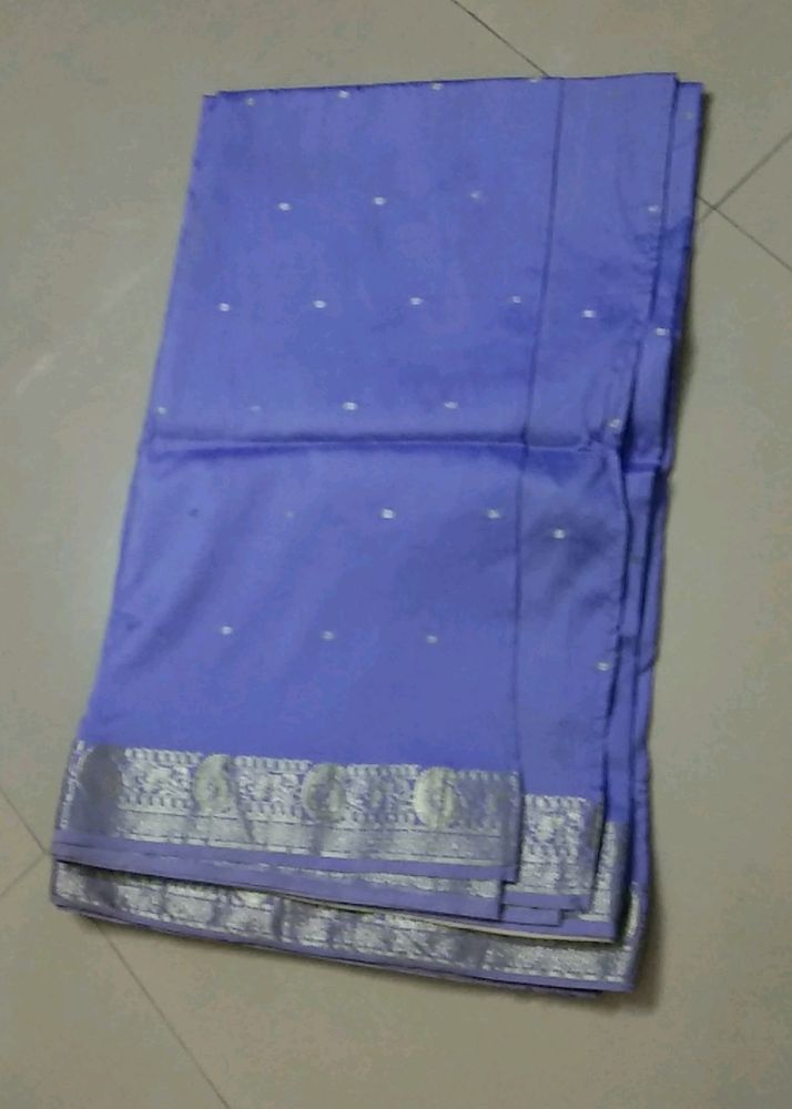 Lavender &amp; Cream Pallu,  Pattu  Original Silk Sare