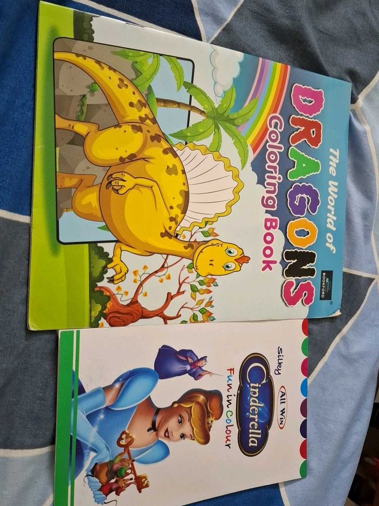 Dragon &amp; Cinderella Coloring Books set of 2 for 99
