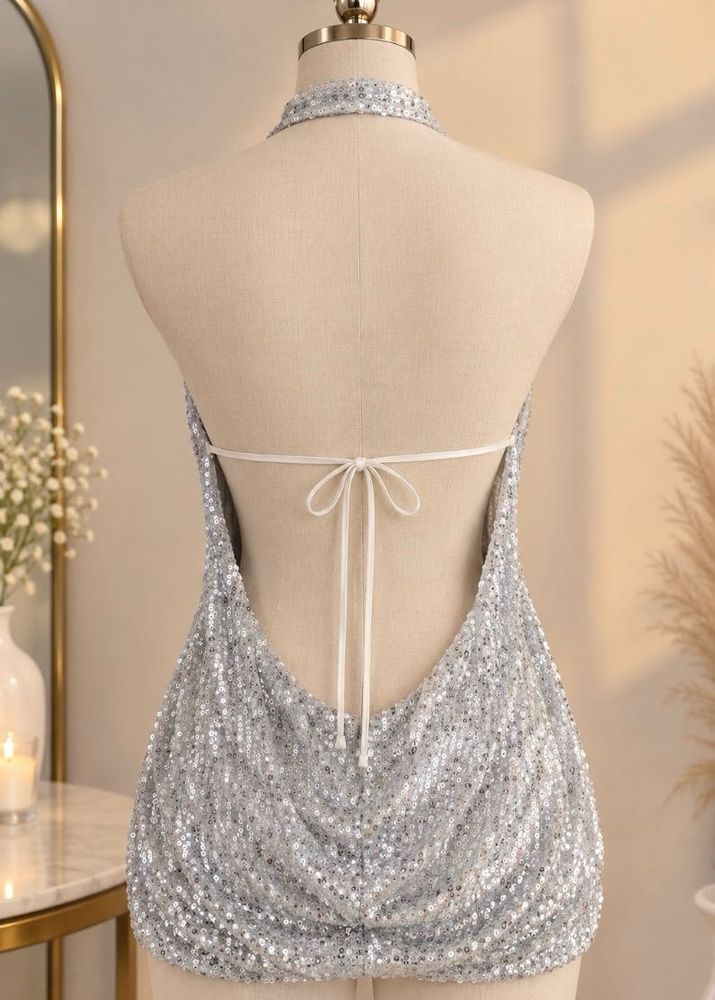 Sparkling Sequin Halter Top