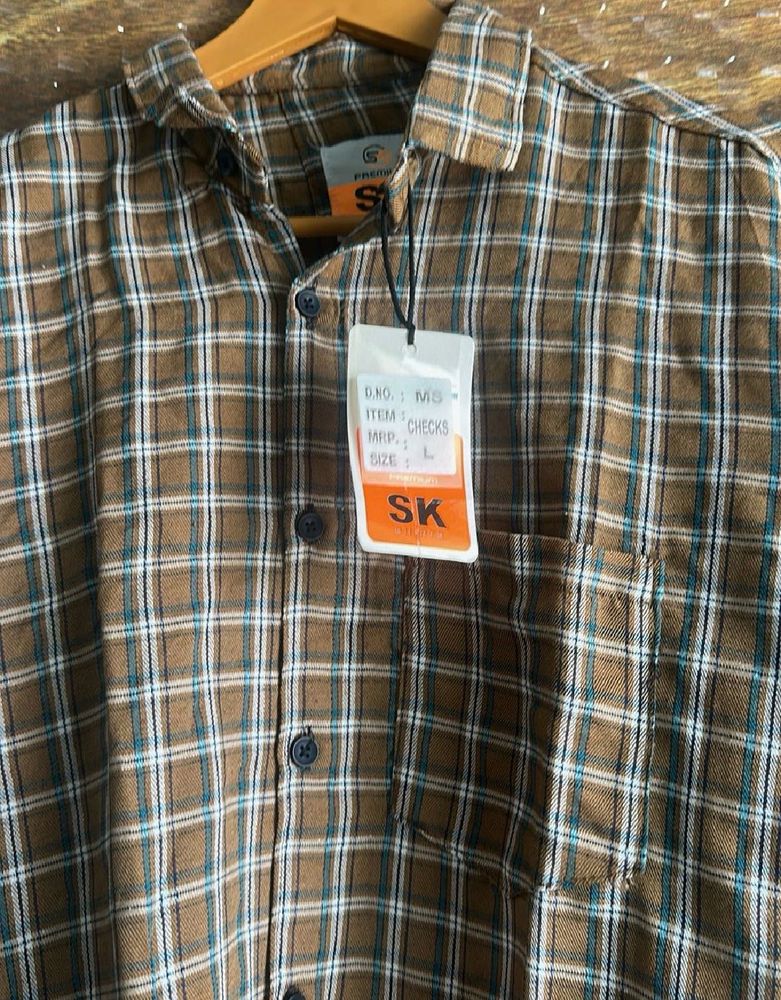 Men's Brown Checkered Shirt