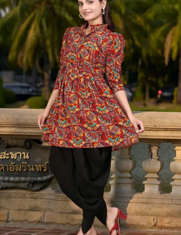 Stylish Printed Kurta with Dhoti Pants