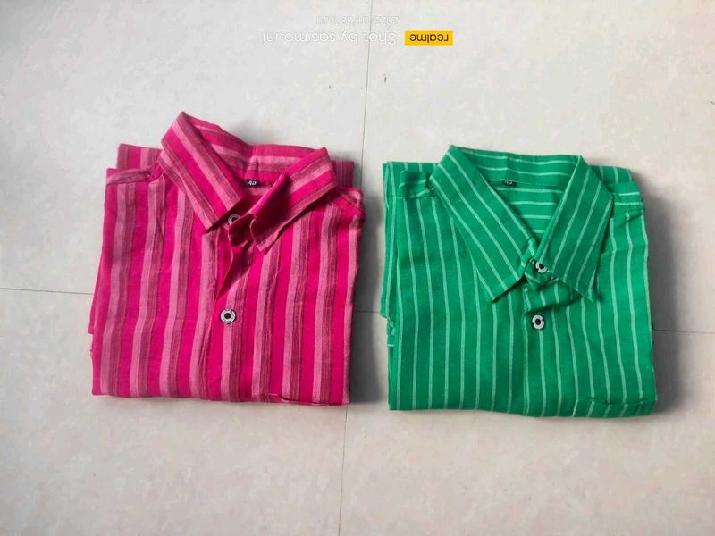 Combo Pink &amp; Green Colour Shirts 40size