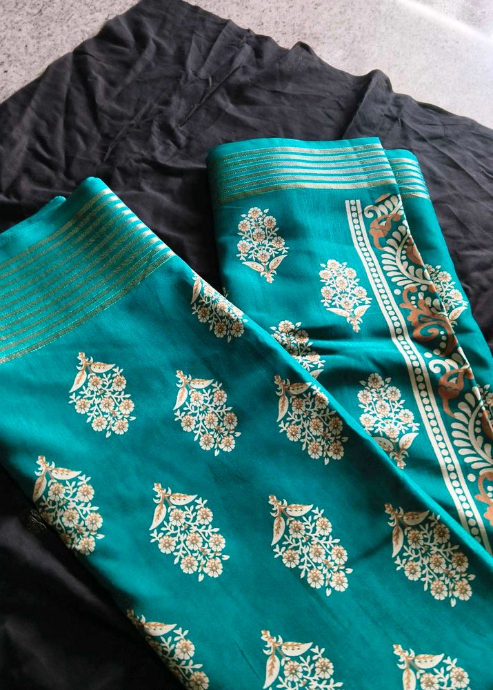 Teal Floral Saree