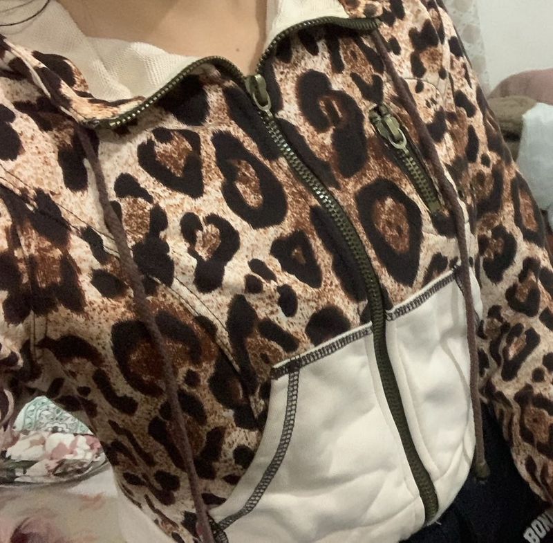 Animal print crop jacket