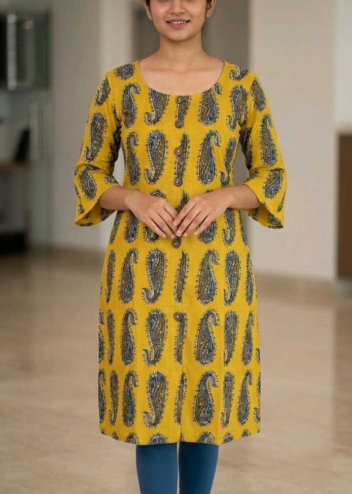 Yellow Paisley Print Kurta