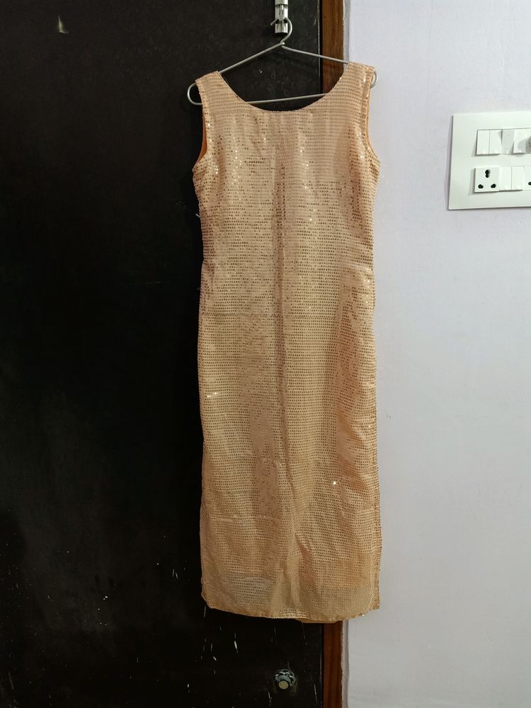 Rose Gold Sequin Work Long Kurta.