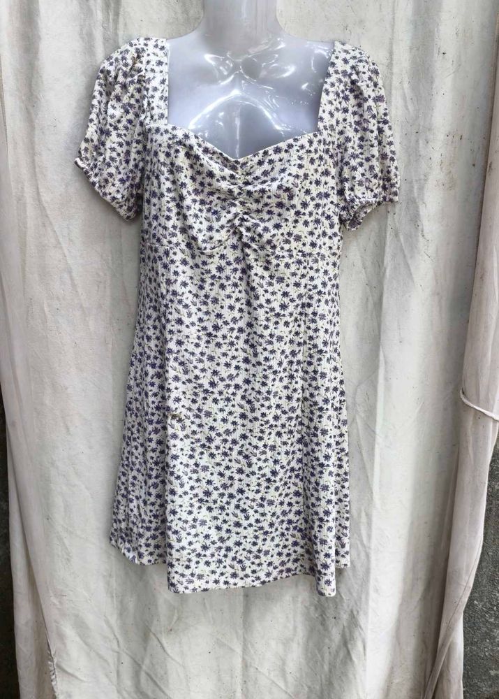18158. Floral Print Ruched Mini Dress