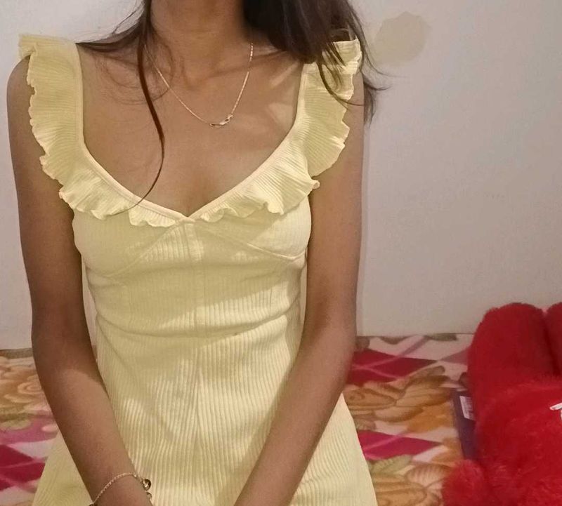 Cute Yellow Ruffle Dress