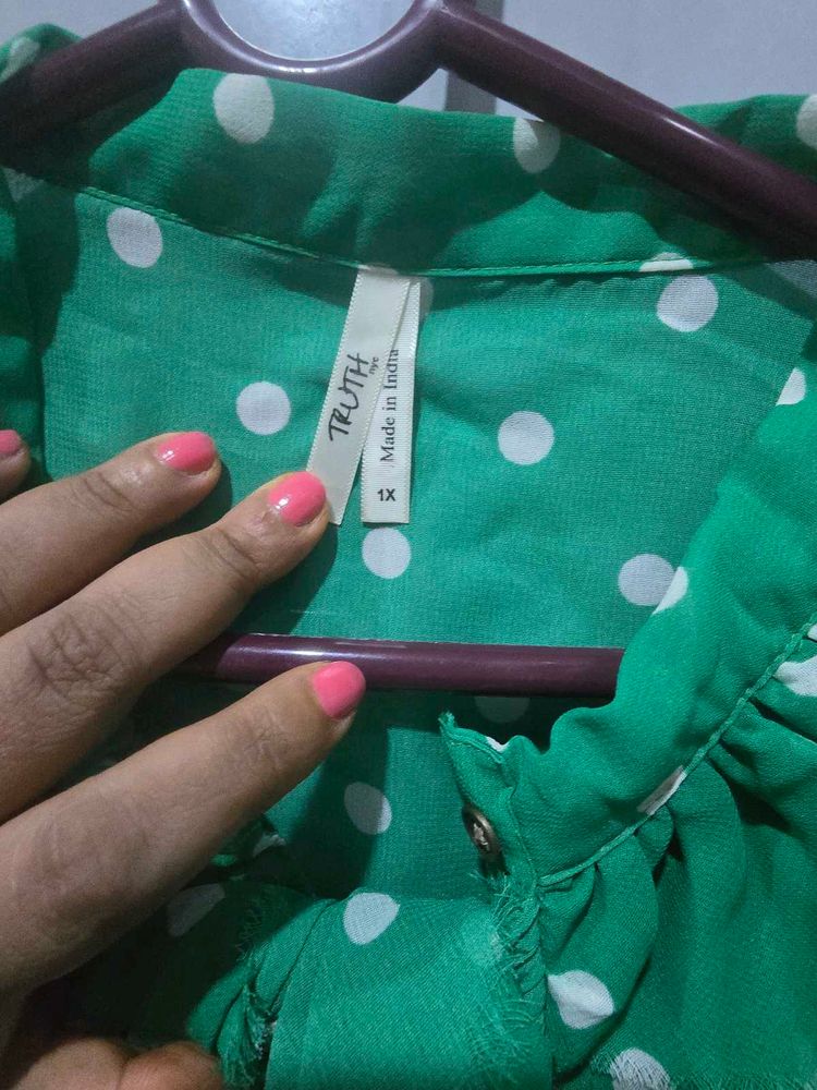 Green Polka Dot Top