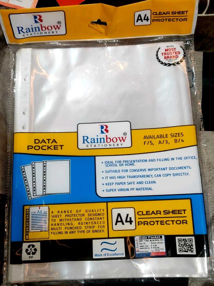 50 units of Stationery A4 Clear Sheet Prot