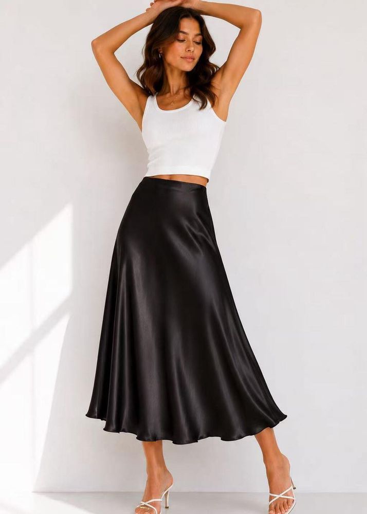 Satin Midi Skirt