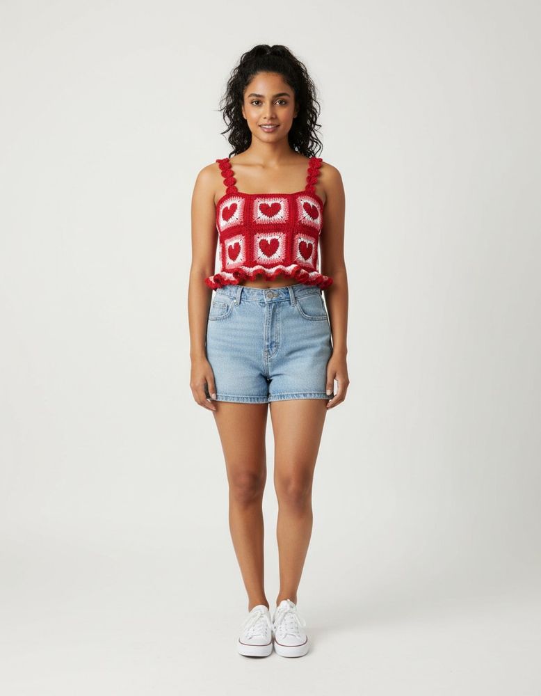 crochet red heart top( pinterest design)