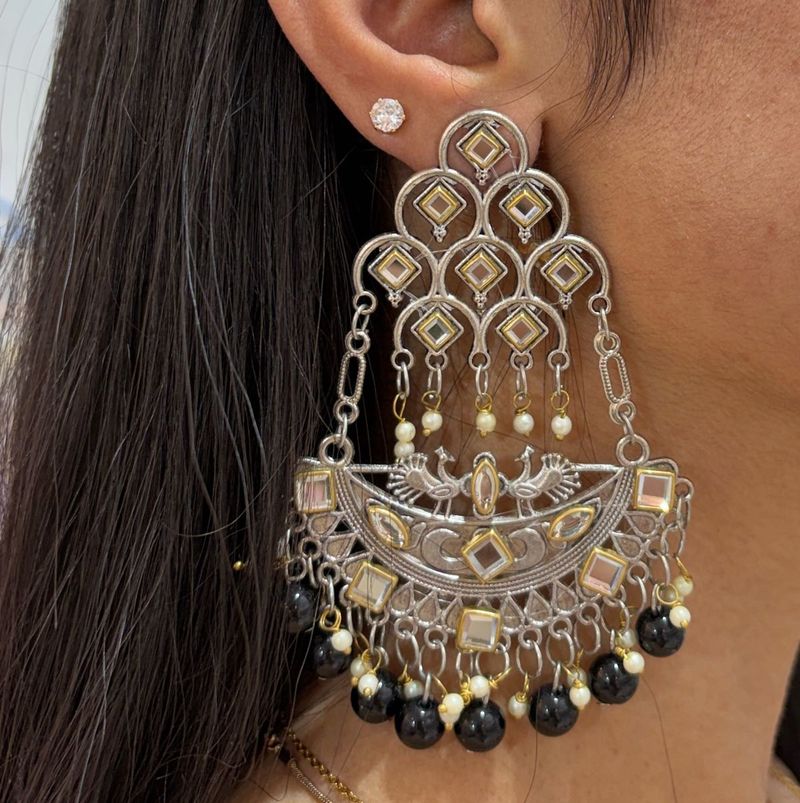 Designer Oxidized Jhumka Earrings