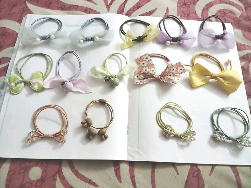 55.Cute Bow Hair Ties combo of 14