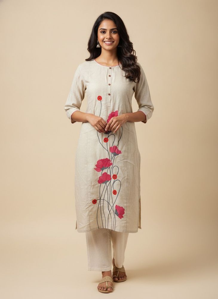 Embroidered Kurta with Floral Design
