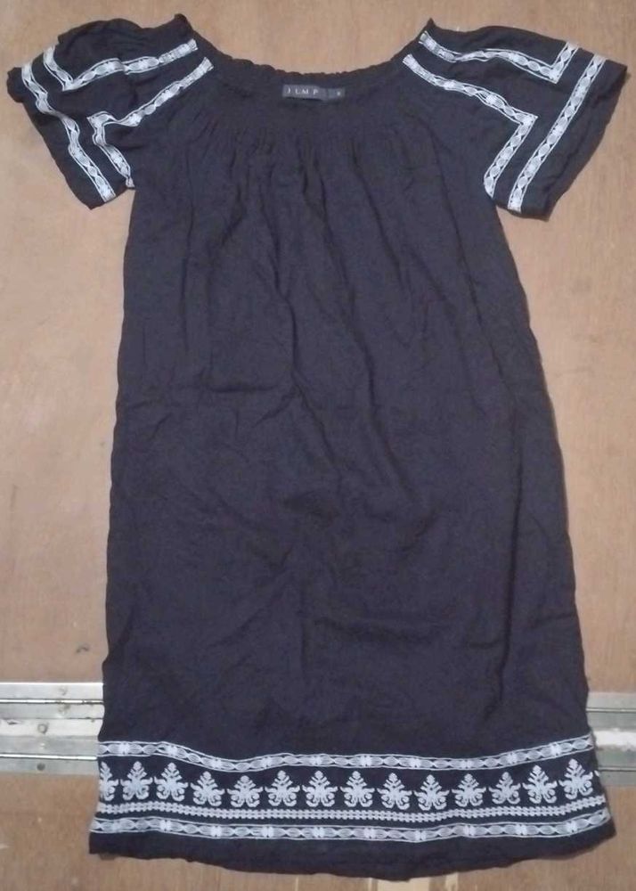 Chic Black Embroidered Off-Shoulder Dress