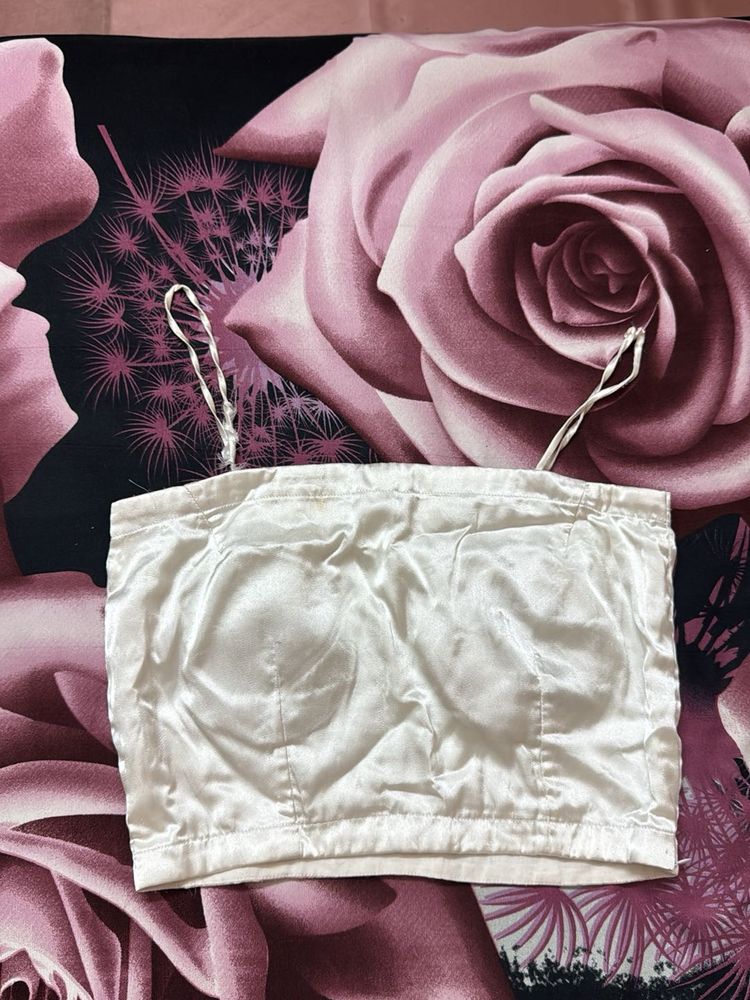 Silky White Cropped Tank Top