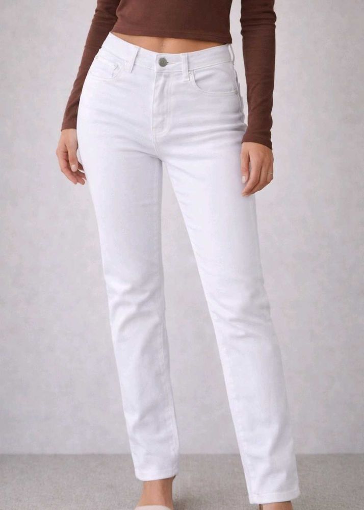 Classic White Straight Leg Jeans